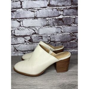Madewell The Harper Ivory Leather Mules Stacked Heels Women 8M US/39EU J8560
